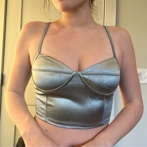 Free People Satin Corset Style Crop Top